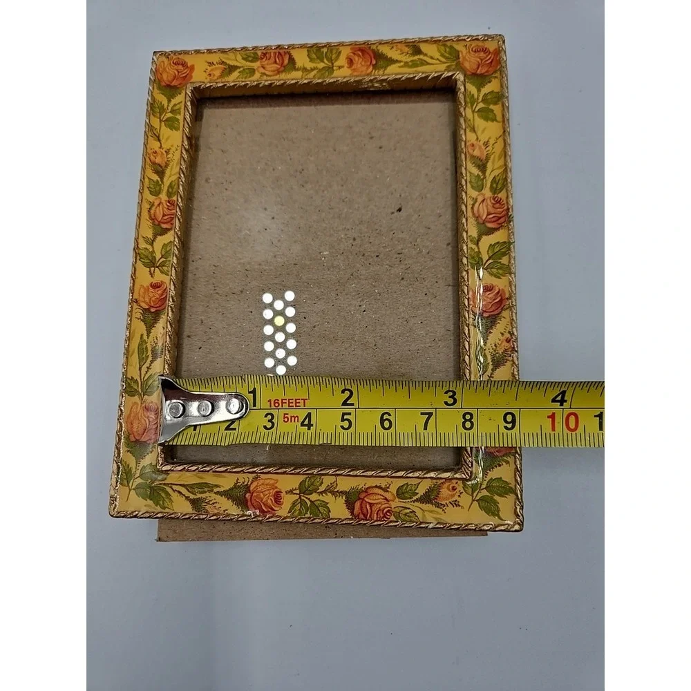 Vintage Bucklers Inc Floral Butterscotch Enamel Picture‎ Frame 4